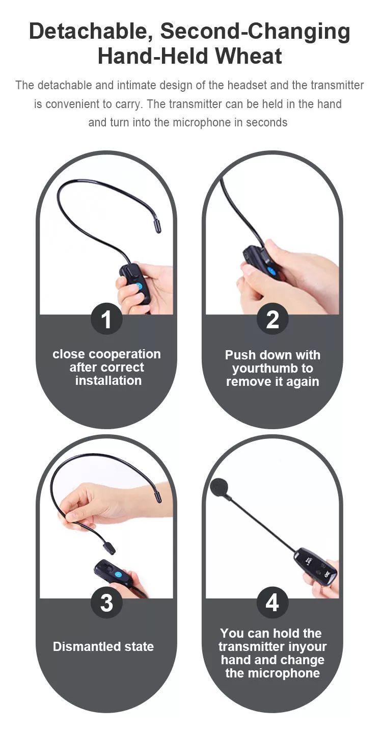 HG UHF12 vezeték nélküli UHF fejhallgató mikrofon-5