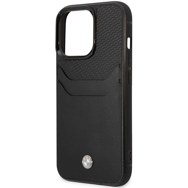 iPhone 14 Pro Max BMW BMHCP14X22RSEPK Leather Card Slot tok fekete