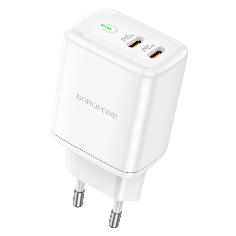 Borofone BN9 Reacher hálózati töltő adapter 2xType C QC 3.0 PD 35W fehér-4