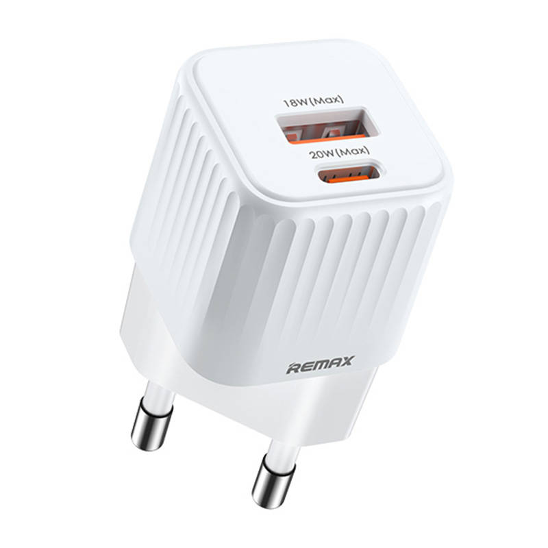 Remax RP-U2 USB-A, USB-C hálózati töltő adapter 20W (fehér) - SmartDiszkont