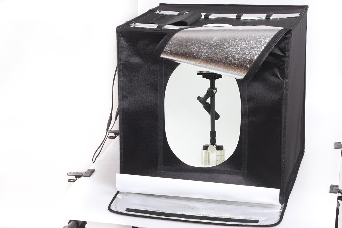 LED lámpás tárgyfotó sátor végtelen háttérrel 80x80x80 cm dimmelhető-0