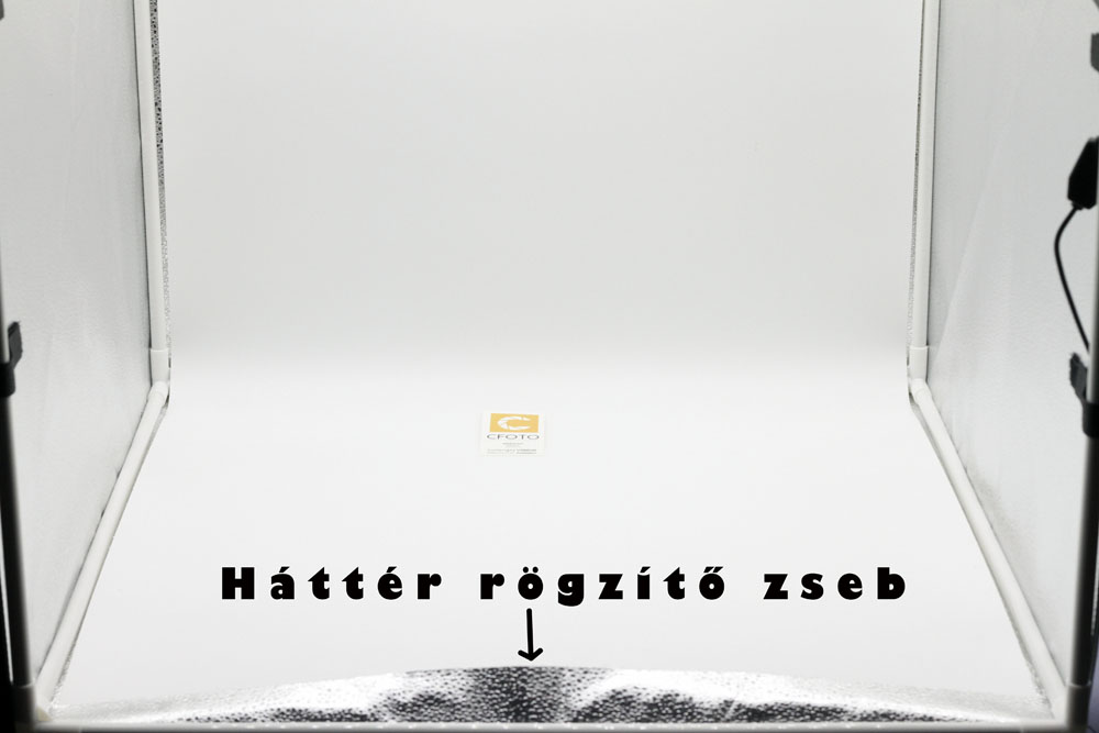 LED lámpás tárgyfotó sátor végtelen háttérrel 80x80x80 cm dimmelhető-5