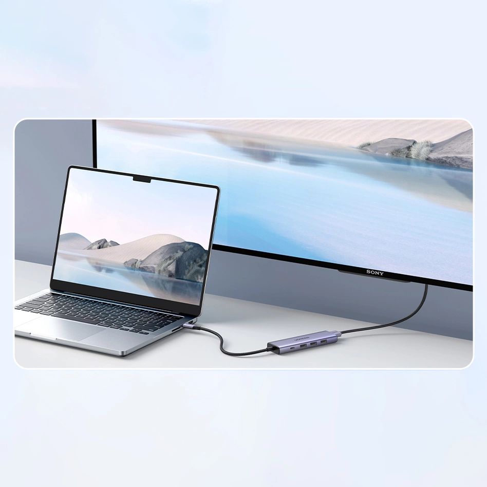 Multifunkciós HUB 5 az 1-ben USB-C - HDMI 1.4 / 3 x USB-A / USB-C PD 100W Ugreen CM511 - szürke-8