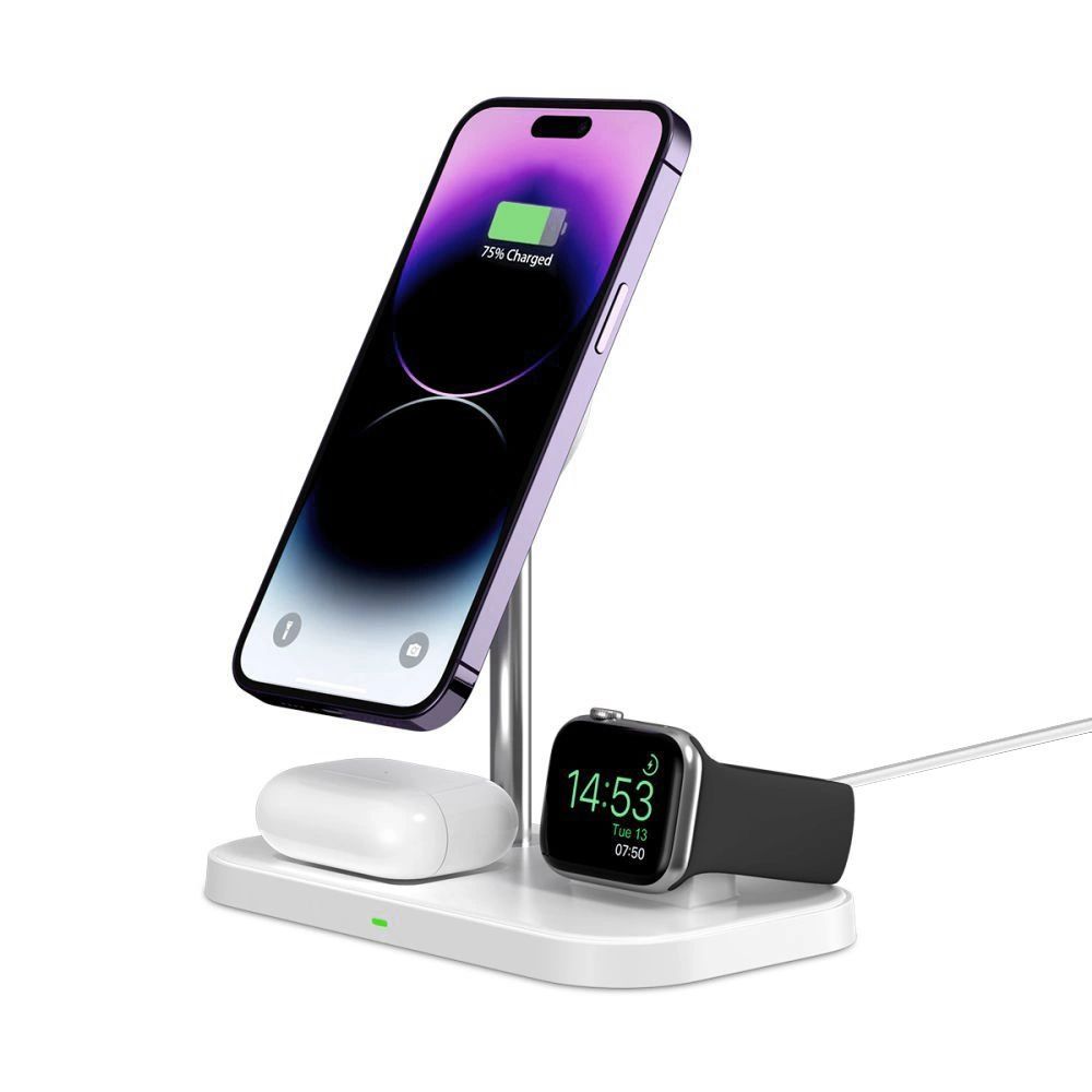 Tech-Protect QI15W-A22 induktív MagSafe töltő 3in1 MagSafe állvánnyal okostelefonhoz / Apple Watch-hoz / AirPods-hoz - fehér-4