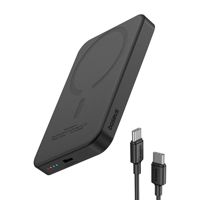 Baseus Mágneses Mini Powerbank, 5000mAh, USB-C 20W (fekete)-3
