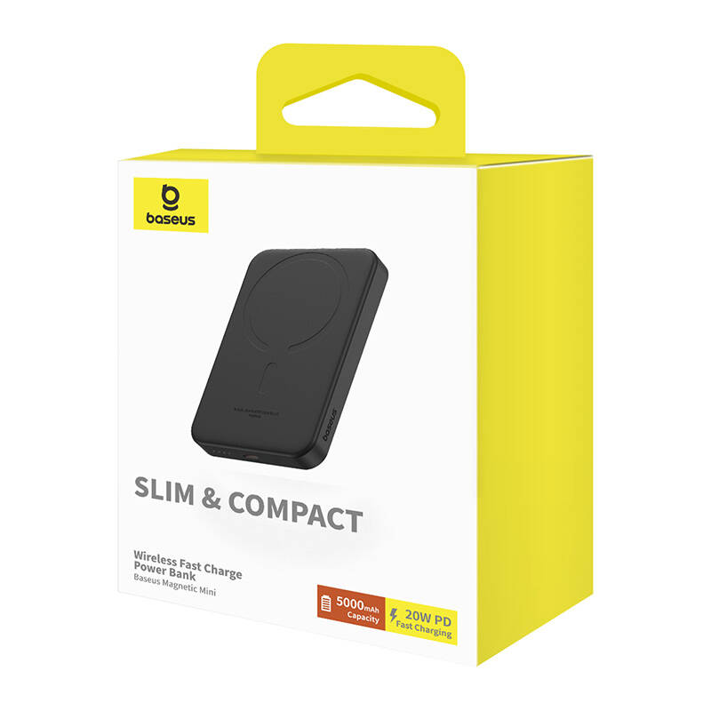 Baseus Mágneses Mini Powerbank, 5000mAh, USB-C 20W (fekete)-2