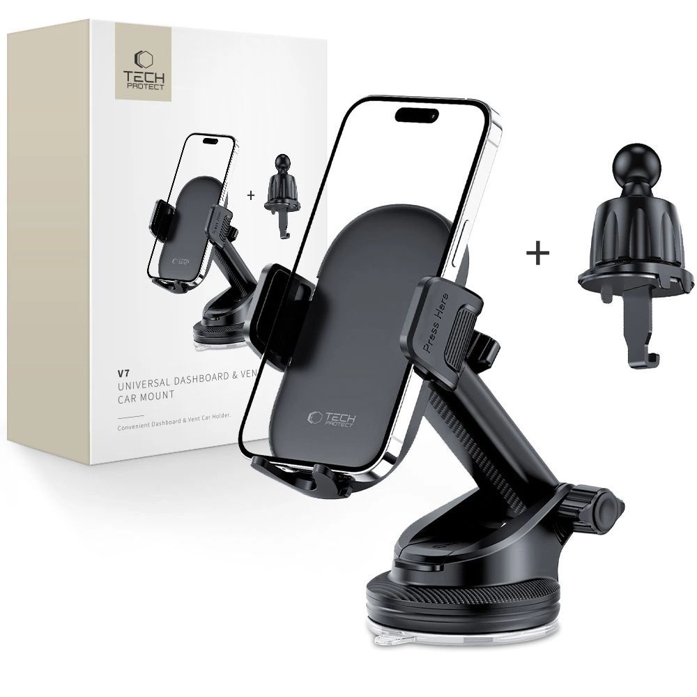 Tech-Protect V7 autós telefontartó, műszerfalra / szellőzőrácsra - fekete-0