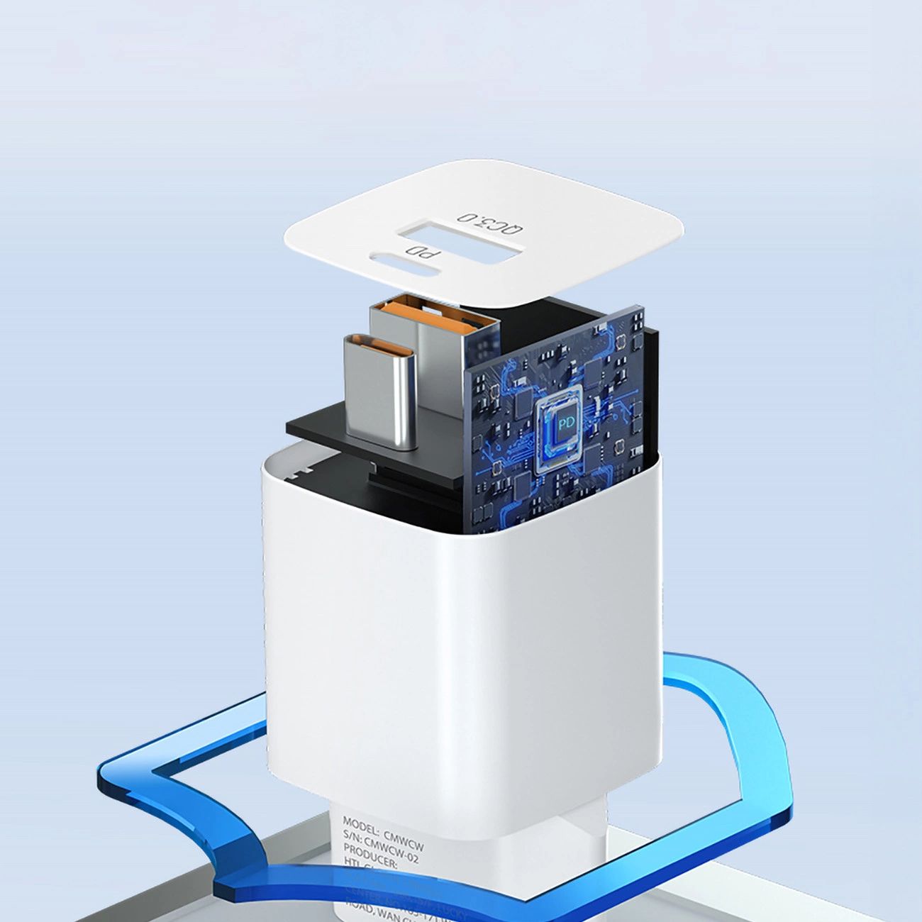 Wozinsky CMWCW 20W USB-C / USB-A hálózati töltő - fehér-1