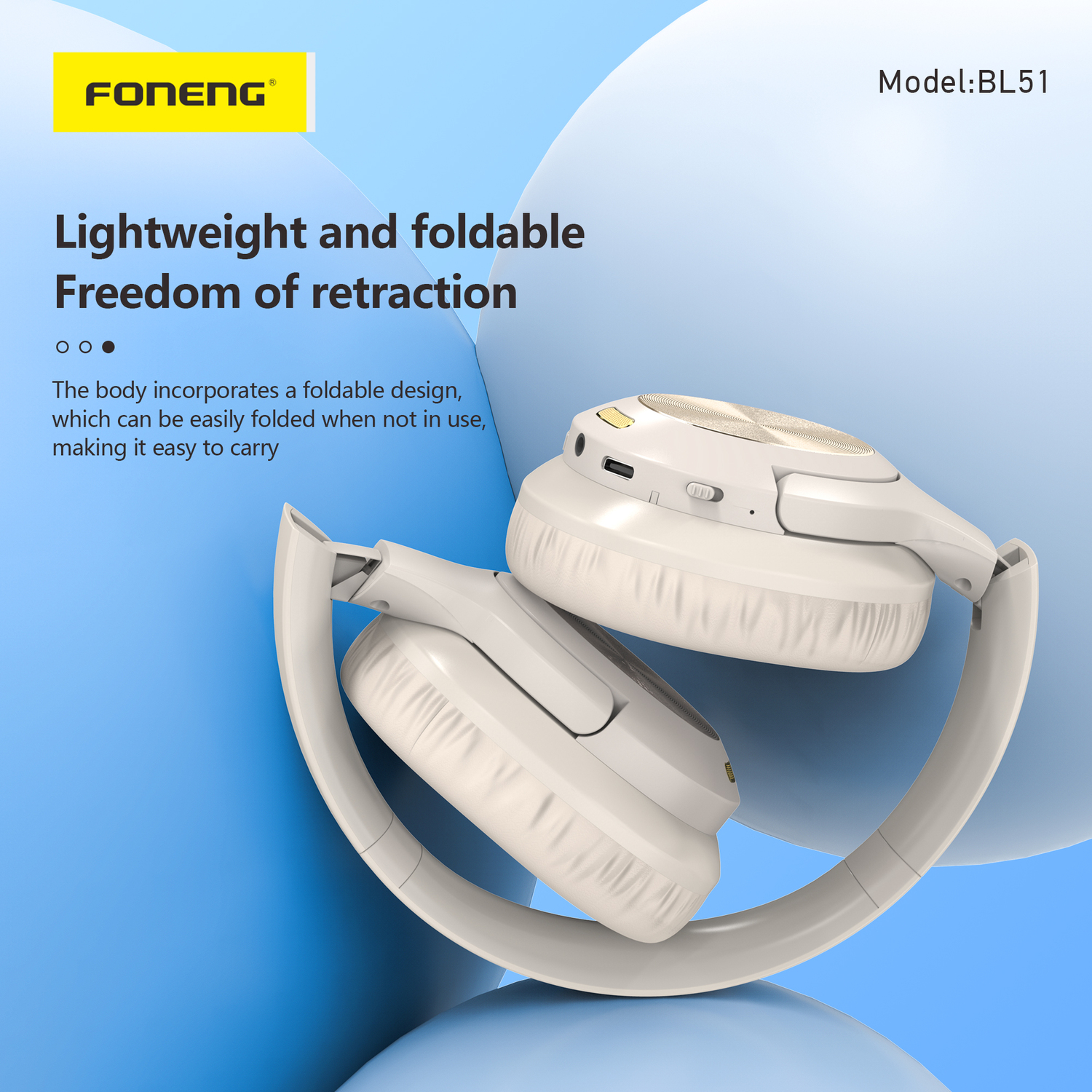 Foneng Bluetooth fejhallgató BL51 (ANC + ENC) bézs-8