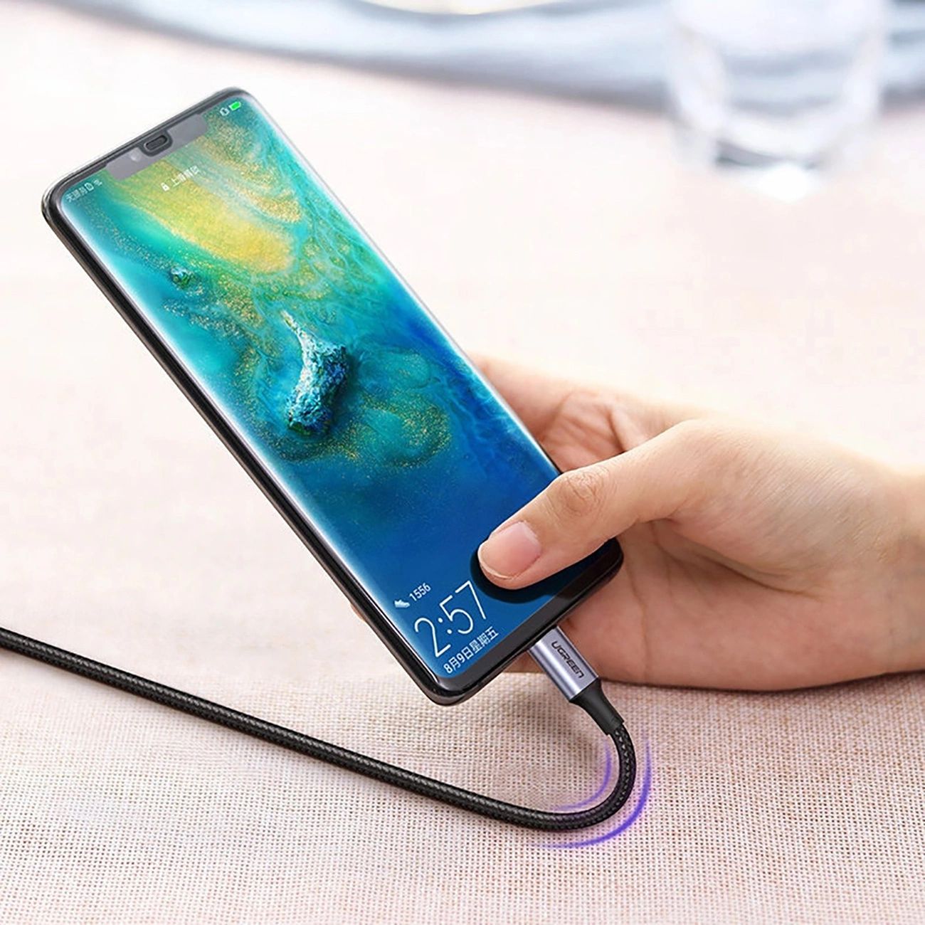 Ugreen US316 70428 USB-C - USB-C PD QC FCP kábel 100W 5A 480Mb/s 1.5m - szürke-4