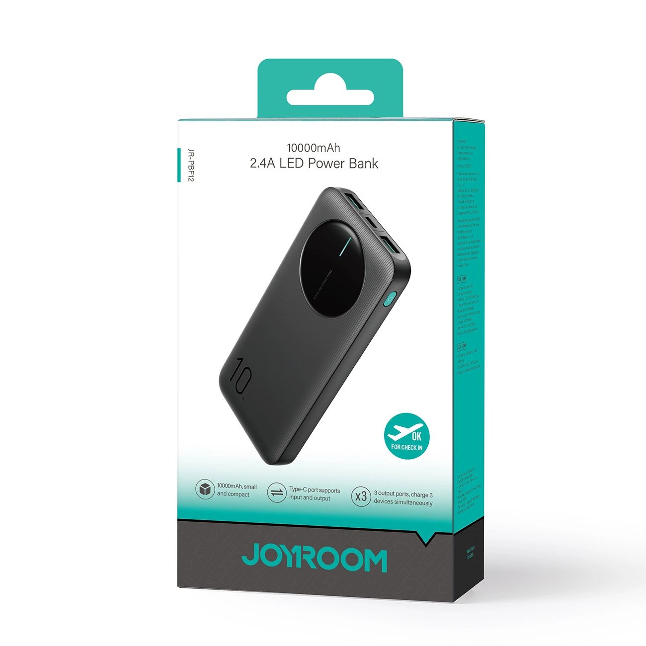 Powerbank Joyroom JR-PBF12 10000mAh 2.4A 2x USB-A 1x USB-C - fekete-8