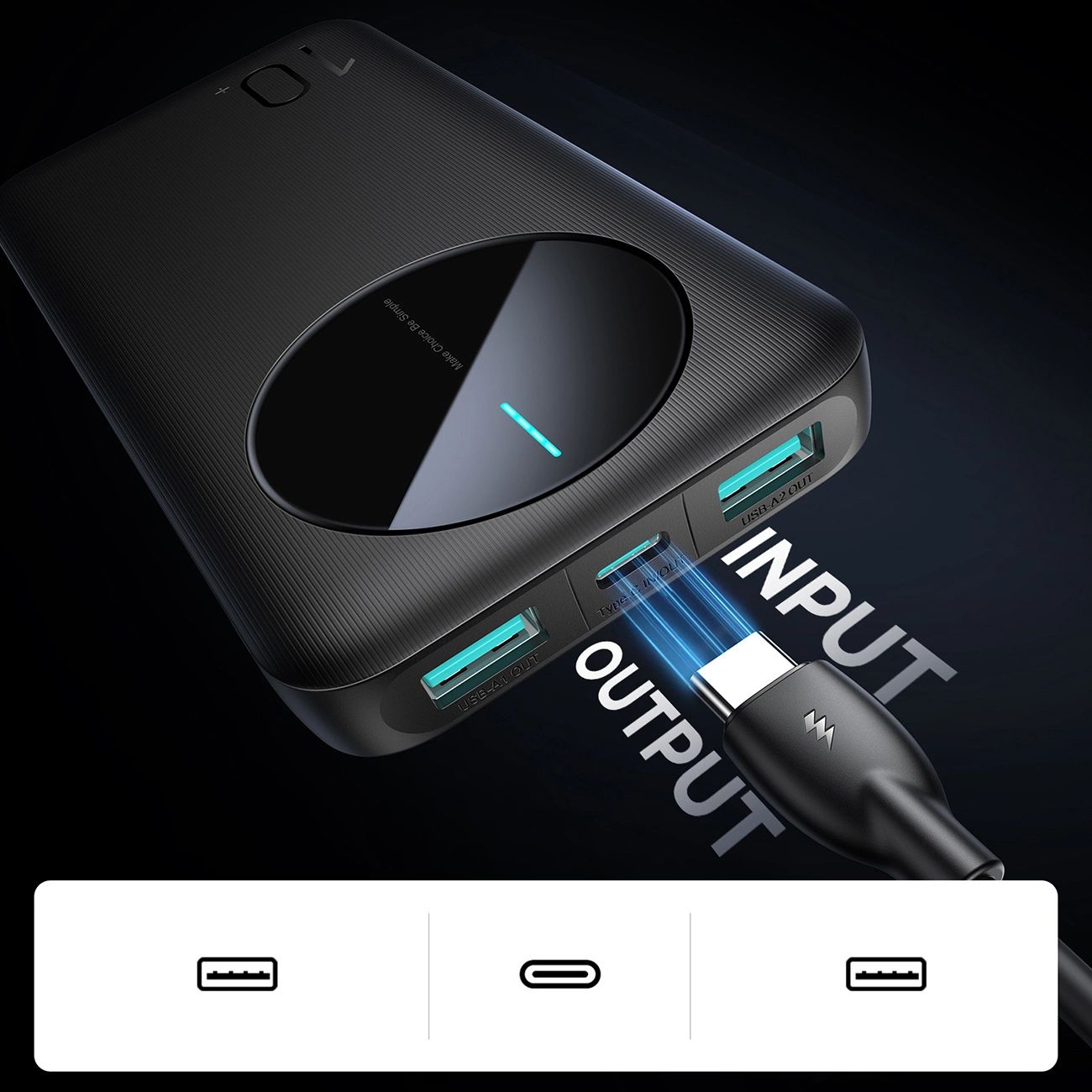 Powerbank Joyroom JR-PBF12 10000mAh 2.4A 2x USB-A 1x USB-C - fekete-7