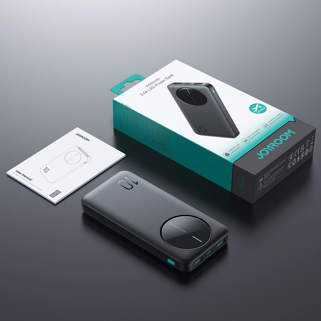 Powerbank Joyroom JR-PBF12 10000mAh 2.4A 2x USB-A 1x USB-C - fekete-15