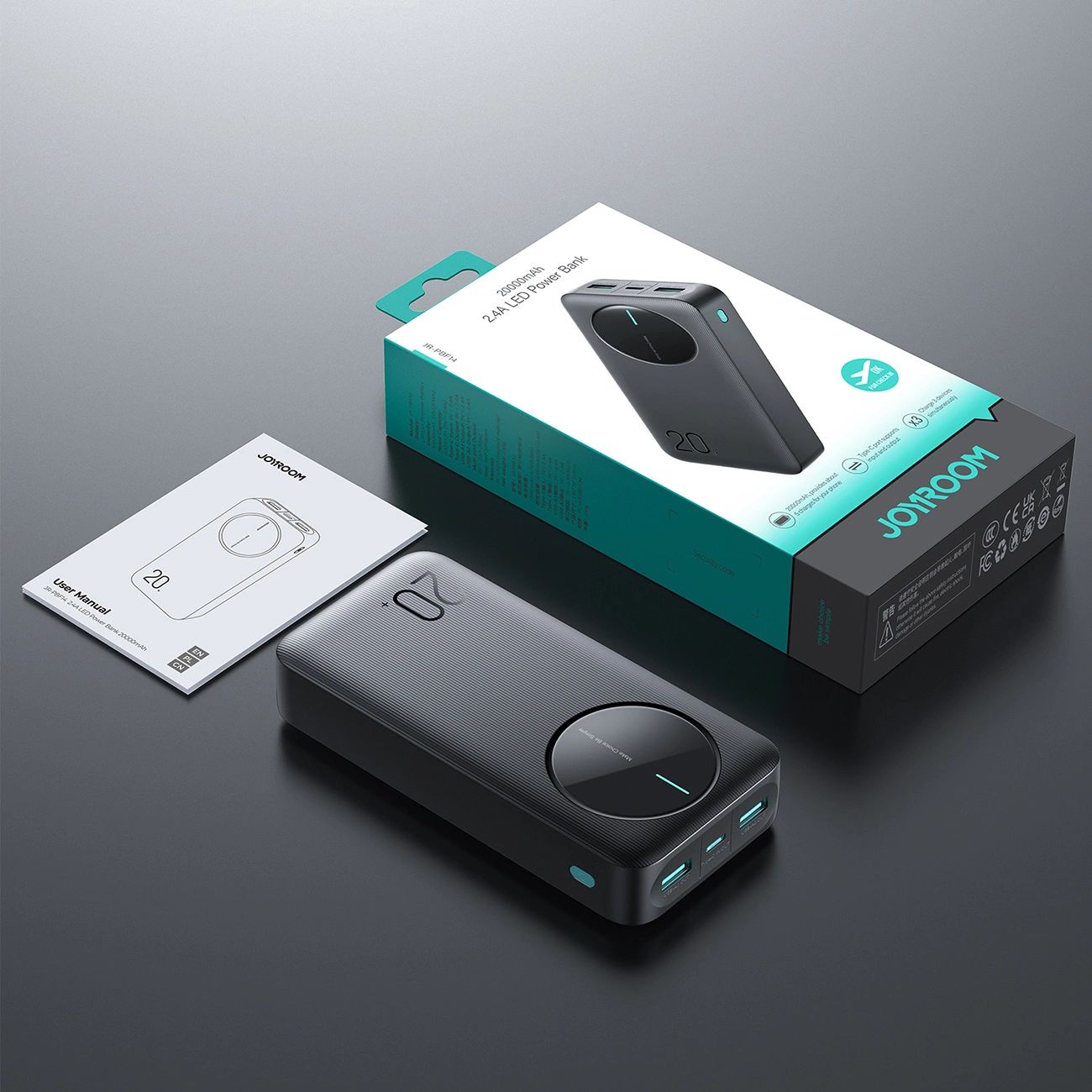 Powerbank Joyroom JR-PBF14 20000mAh 2.4A 2x USB-A 1x USB-C - fekete-7