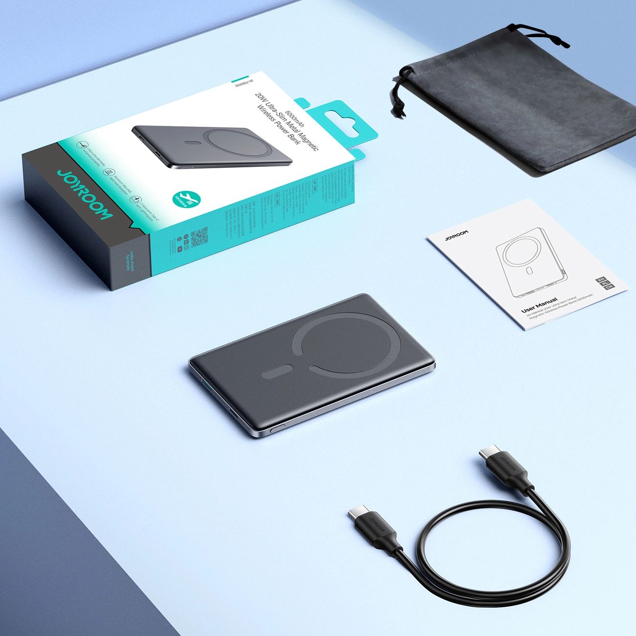 Powerbank Joyroom JR-PBM08 5000mAh 20W induktív töltéssel - szürke magsafe-8
