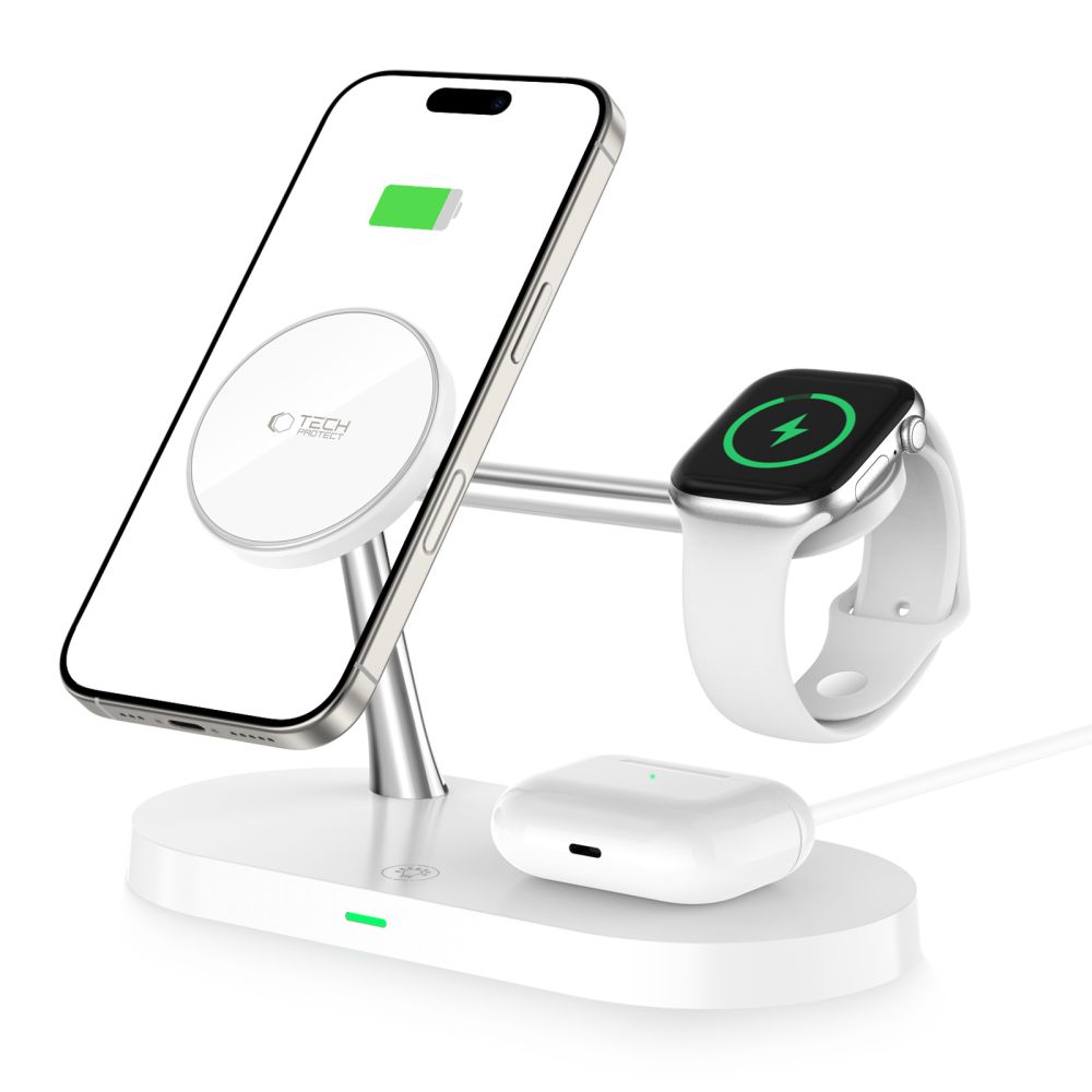 TECH-PROTECT A12 3 az 1-ben vezeték nélküli töltőállomás 15W MagSafe fehér-5