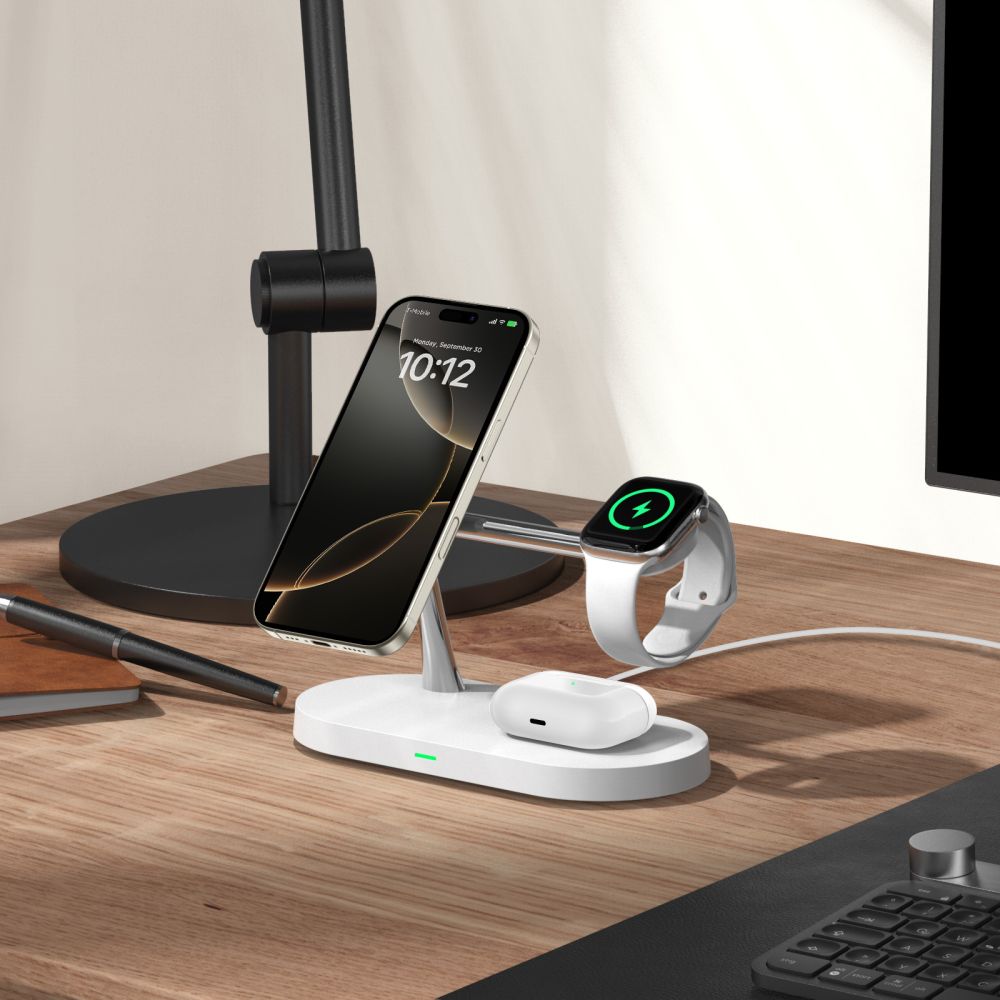 TECH-PROTECT A12 3 az 1-ben vezeték nélküli töltőállomás 15W MagSafe fehér-3