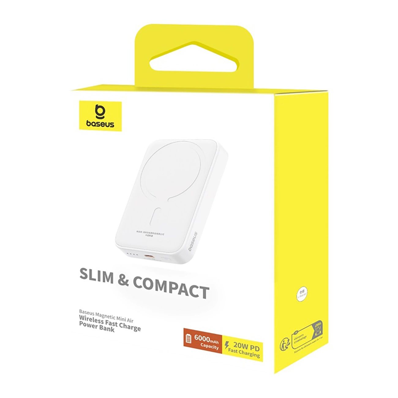 Baseus Magsafe Mini 6000mAh 20W powerbank kábellel Simple Series USB-C - fehér-4