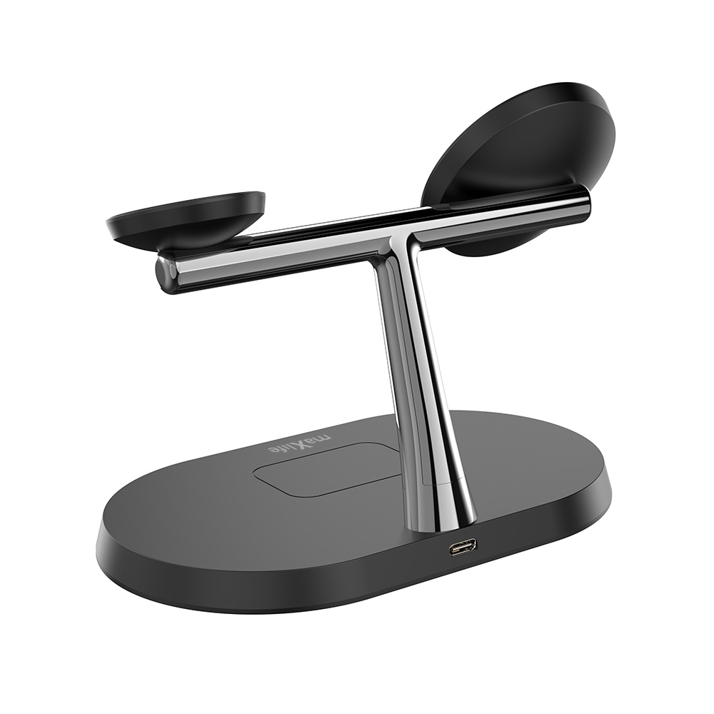3 az 1-ben vezeték nélküli töltőállomás 15W fekete (magsafe, apple watch, airpods) Maxlife MXWC-03-11