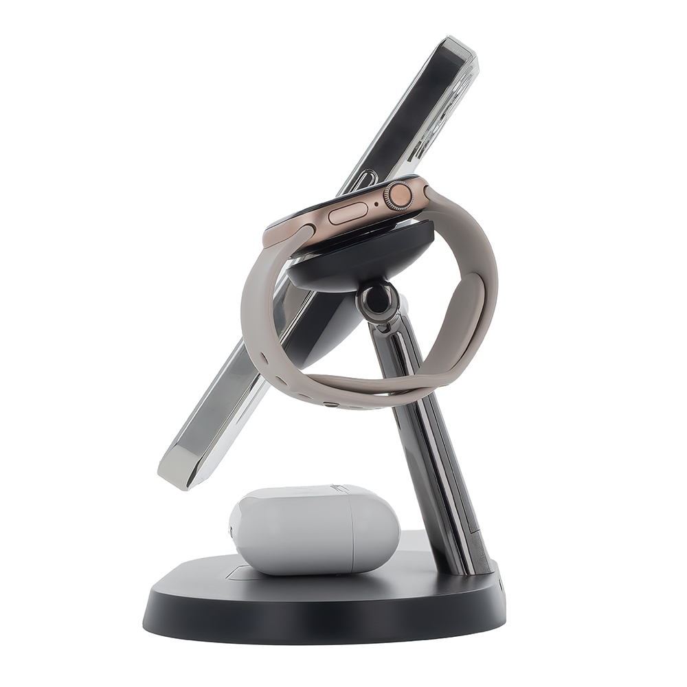 3 az 1-ben vezeték nélküli töltőállomás 15W fekete (magsafe, apple watch, airpods) Maxlife MXWC-03-4