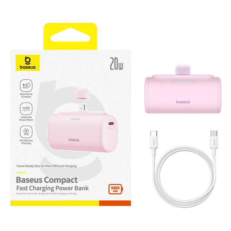 Powerbank OS-Baseus Compact IP 5000mAh 20W (rózsaszín)-5