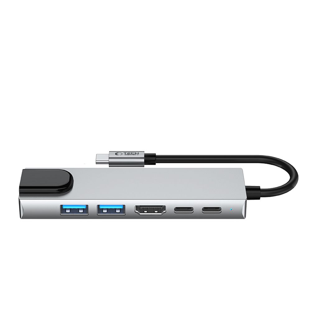 Tech-protect Hb02 Hub Adapter 6 az 1-ben Type-C + Usb2.0 + Usb3.0 + Hdmi 4k 30hz + Rj45 + Pd100w Űrszürke-2