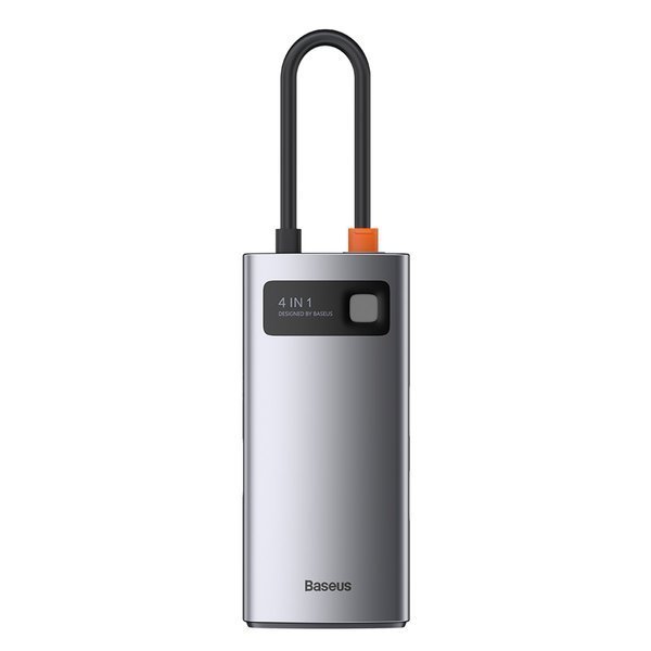 Baseus Metal Gleam 4in1 HUB USB Type-C - USB Type-C PD 100W / HDMI 4K 30Hz / 1x USB 3.2 Gen 1 / 1x USB 2.0 szürke (CAHUB-CY0G)-3