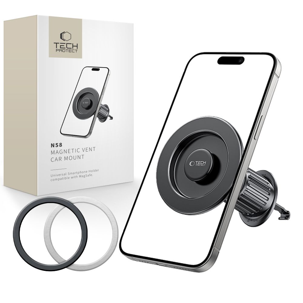 Tech-protect N58 Mágneses Magsafe Szellőzőre Erősíthető Autós Tartó Fekete-0