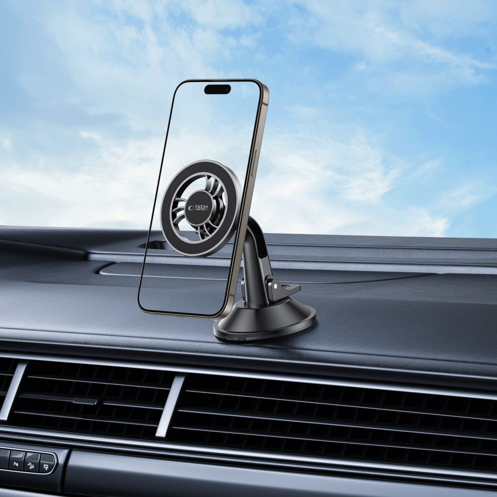 Tech-protect N56 Mágneses Magsafe Műszerfalra rögzíthető autós tartó Fekete-7