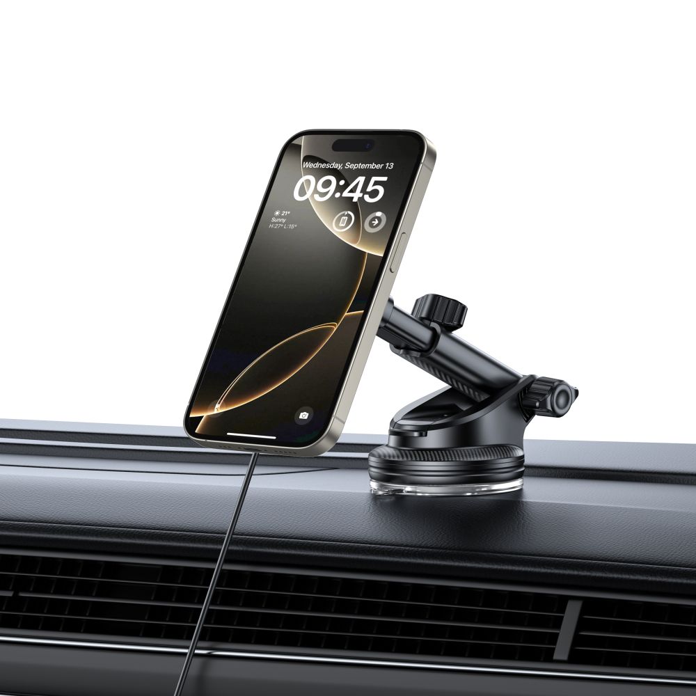 Tech-protect Mm15w-v5 magic-mágneses Magsafe műszerfal és szellőző autós tartó vezeték nélküli töltő 15W fekete/fekete-7