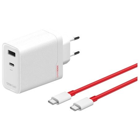 OnePlus SUPERVOOC 120W Dual USB-A + USB-C Utazótöltő + USB-C/USB-C Kábel Fehér-0