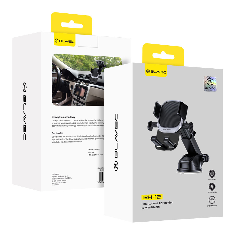 Blavec Autós telefontartó BH-12 szélvédőre (BH12-WSB) fekete-0
