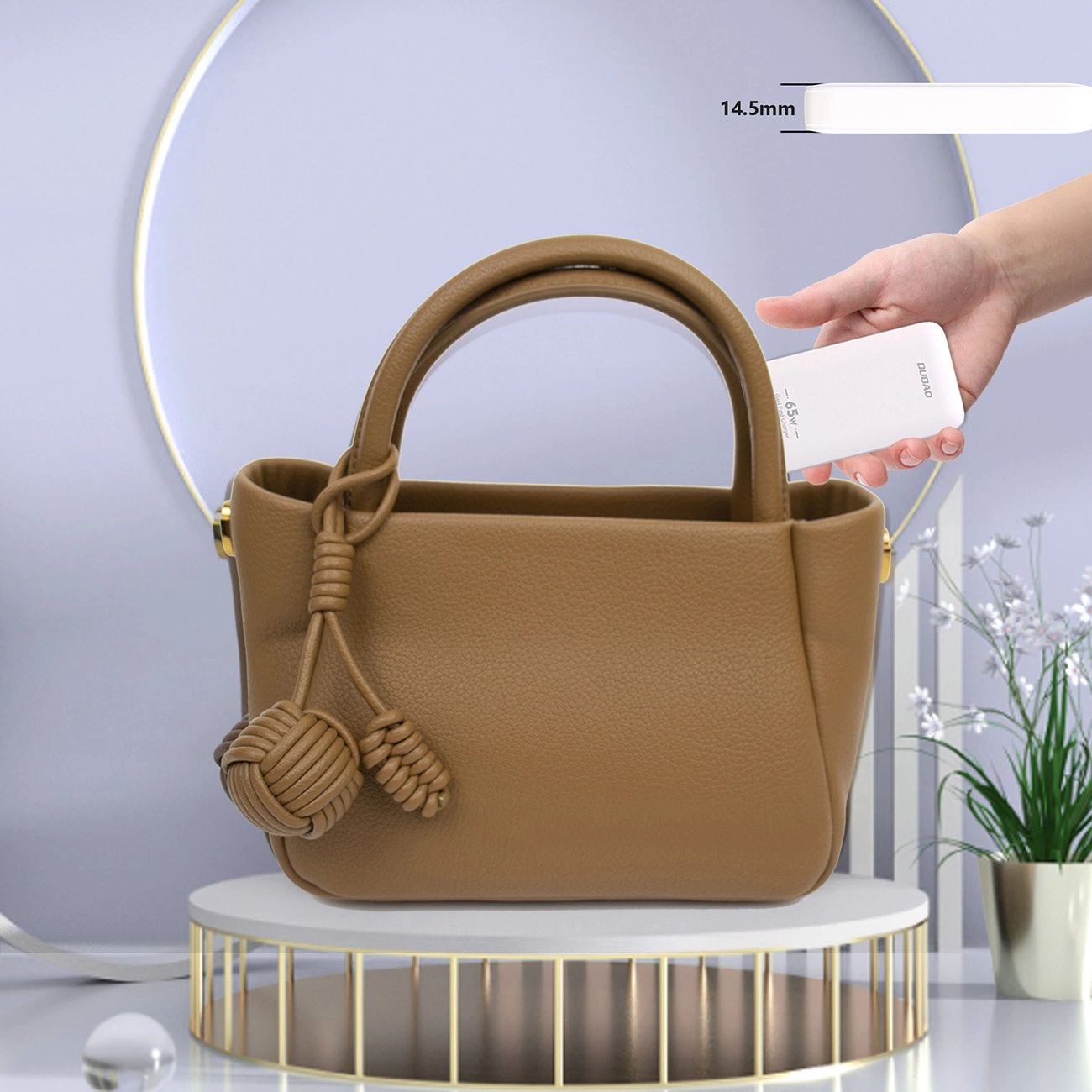 GaN Dudao A65Q 65W USB-A / USB-C PD Ultra-Vékony utazó Fali Töltő - Fehér (EU,US)-2