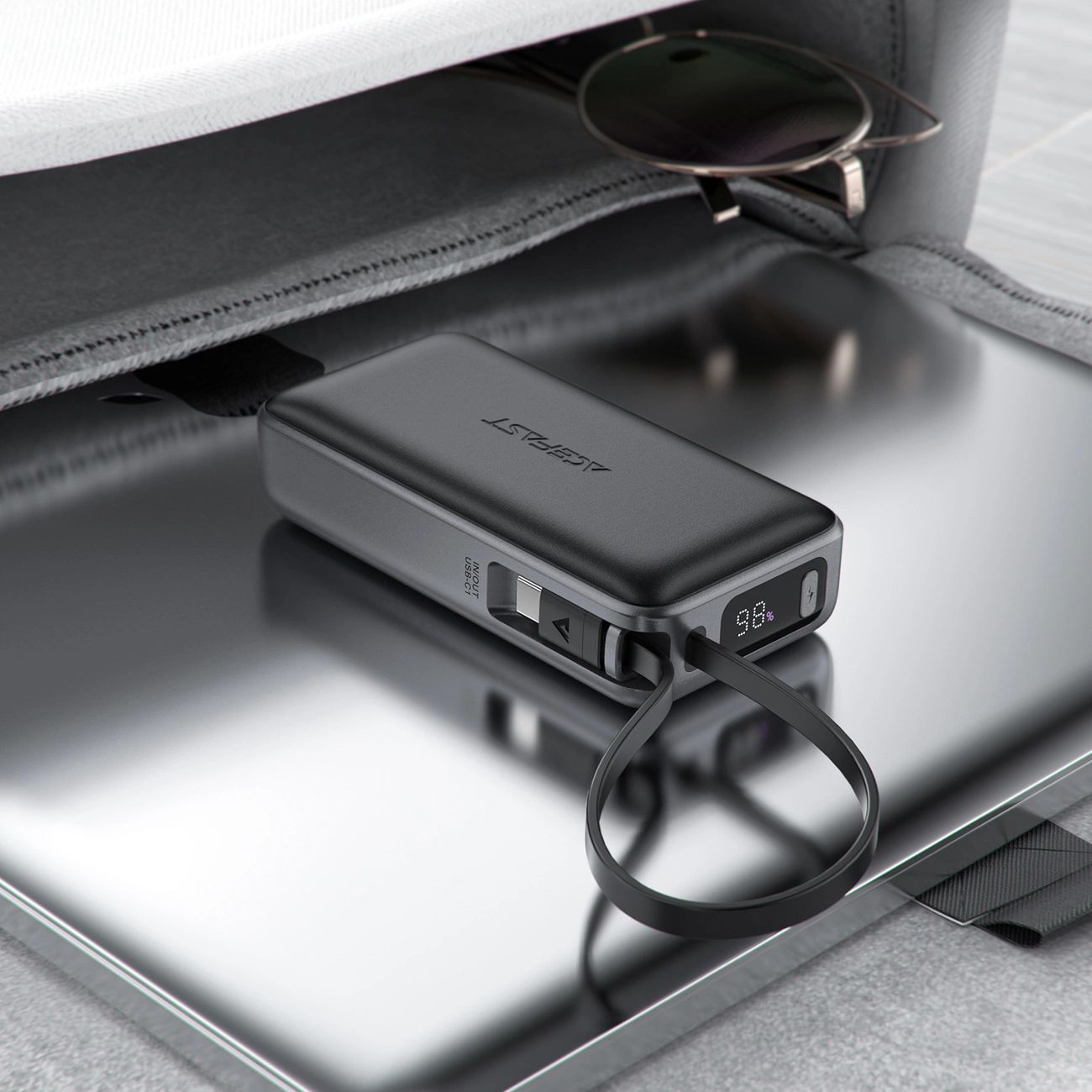 Acefast M7-10000 PD30W Powerbank beépített kábellel - Fekete-5