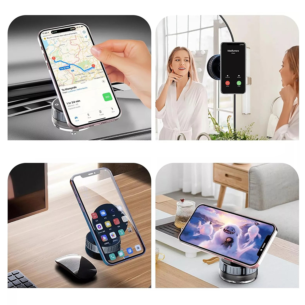  Techsuit - Autós tartó vezeték nélküli töltéssel (HOLD253) - MagSafe N52 mágnesek 15W, erős tapadókorong, műszerfalra - Fekete-4