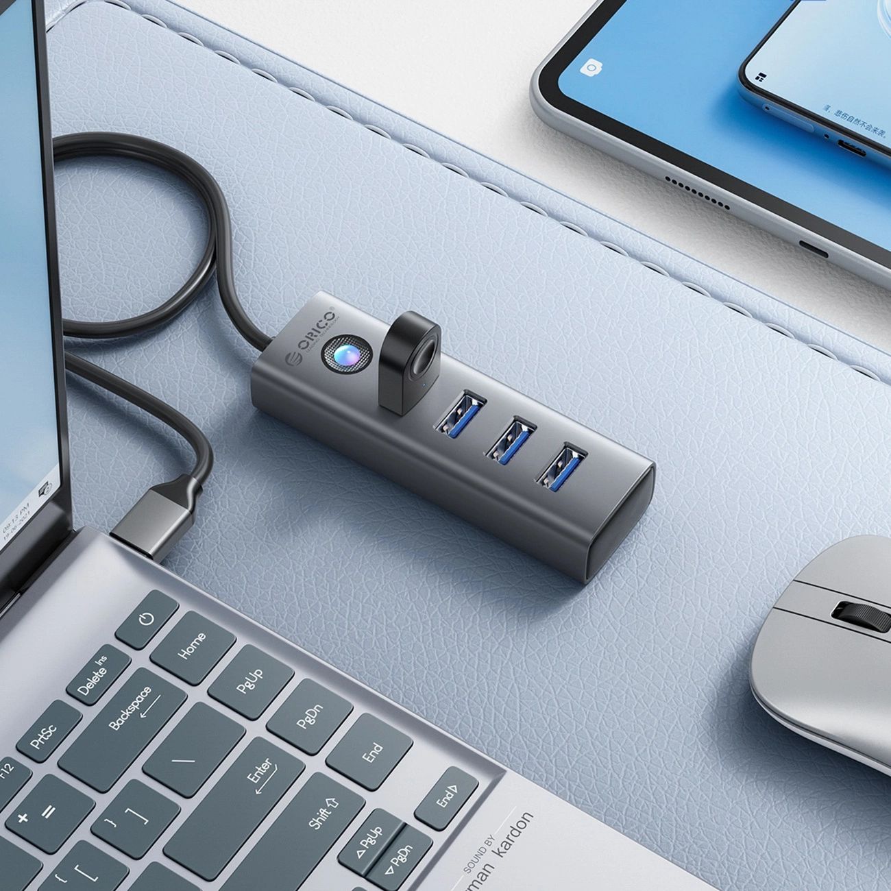 Orico PDD4U-U3 4x USB-A 3.0 Hub - szürke-2