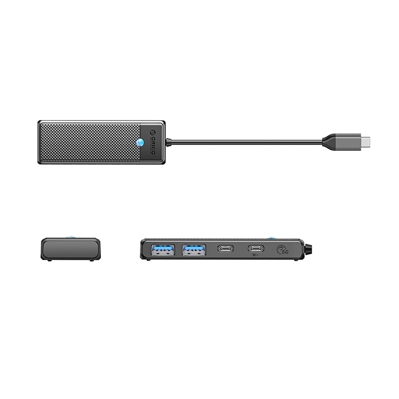 Hub USB-C Orico PAPW2AC-C3 dokkoló állomás 2x USB-A 3.0 + 2x USB-C 3.0 - fekete-1