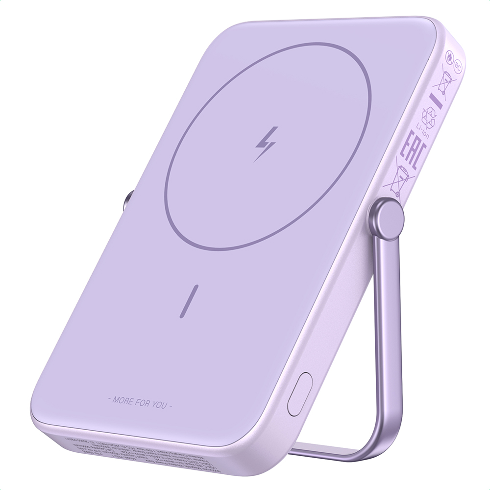 Ugreen - PB571 (35606) Power Bank - digitális kijelzővel, gyors töltés, mágneses, vezeték nélküli, 5000mAh, USB-C, 18W, 3A - Lila-8