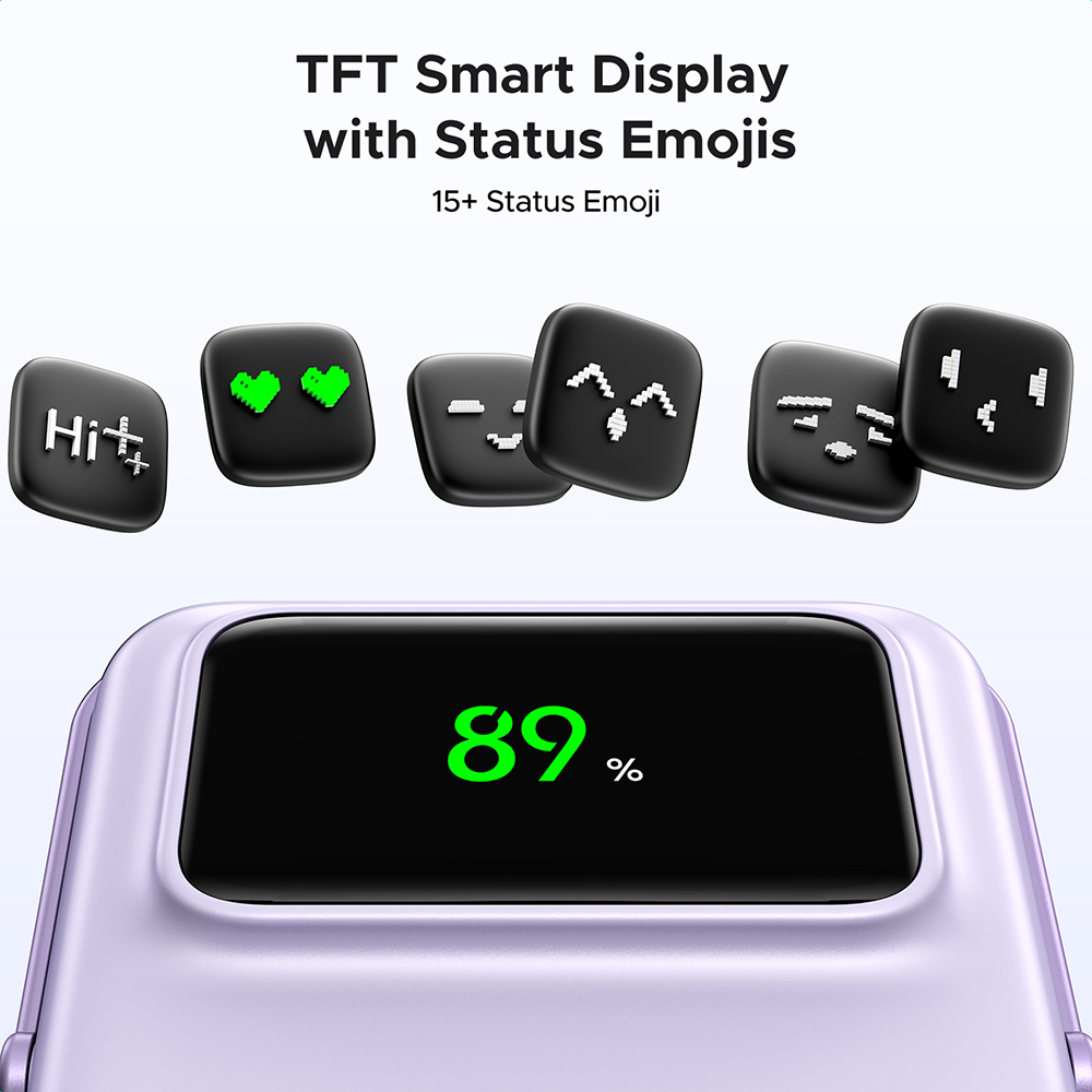 Ugreen - PB571 (35606) Power Bank - digitális kijelzővel, gyors töltés, mágneses, vezeték nélküli, 5000mAh, USB-C, 18W, 3A - Lila-5