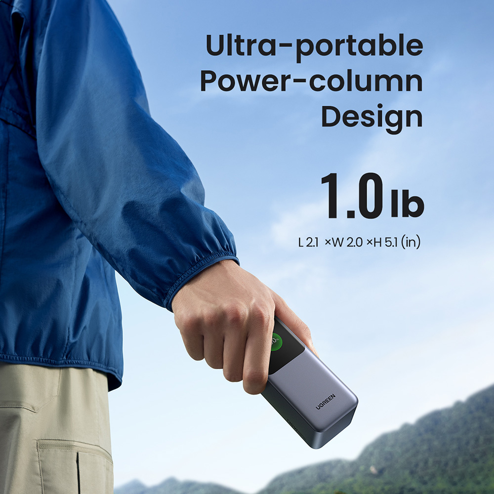 Ugreen - Power Bank PB721 (35524B) - digitális kijelzővel, gyorstöltés, 20000mAh, USB, 2x Type-C, 130W, QC, PD, 5V/3A - Szürke-6