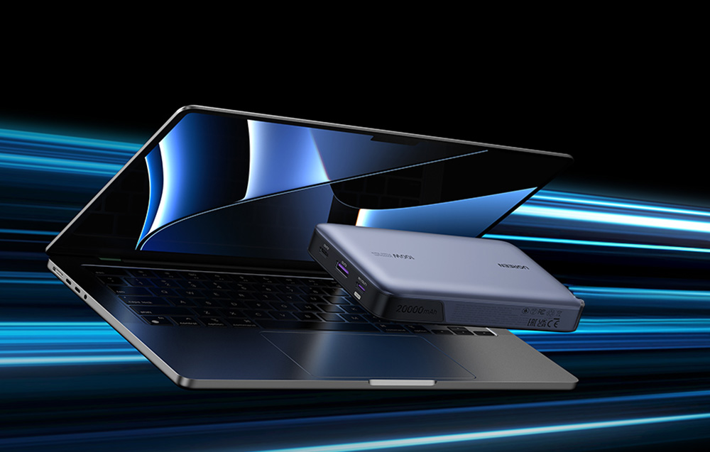 Powerbank 20000mAh Ugreen PB720, USB + 2x USB-C, 100W PD (szürke)-4