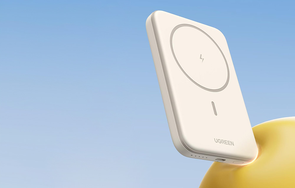 Magnetic Powerbank 5000mAh Ugreen PB560, USB-C, 15W (beige)-1