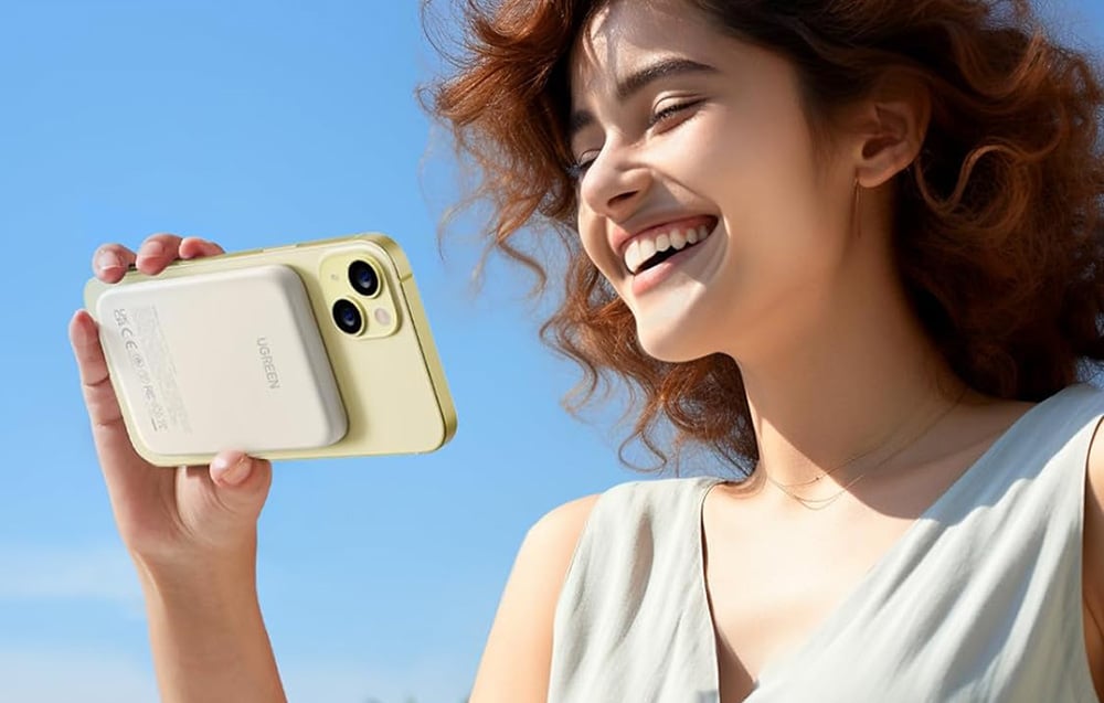 Magnetic Powerbank 5000mAh Ugreen PB560, USB-C, 15W (beige)-2