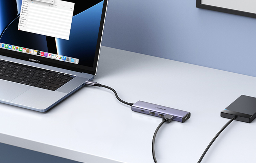 Multifunkciós HUB 5 az 1-ben USB-C - HDMI 1.4 / 3 x USB-A / USB-C PD 100W Ugreen CM511 - szürke-1