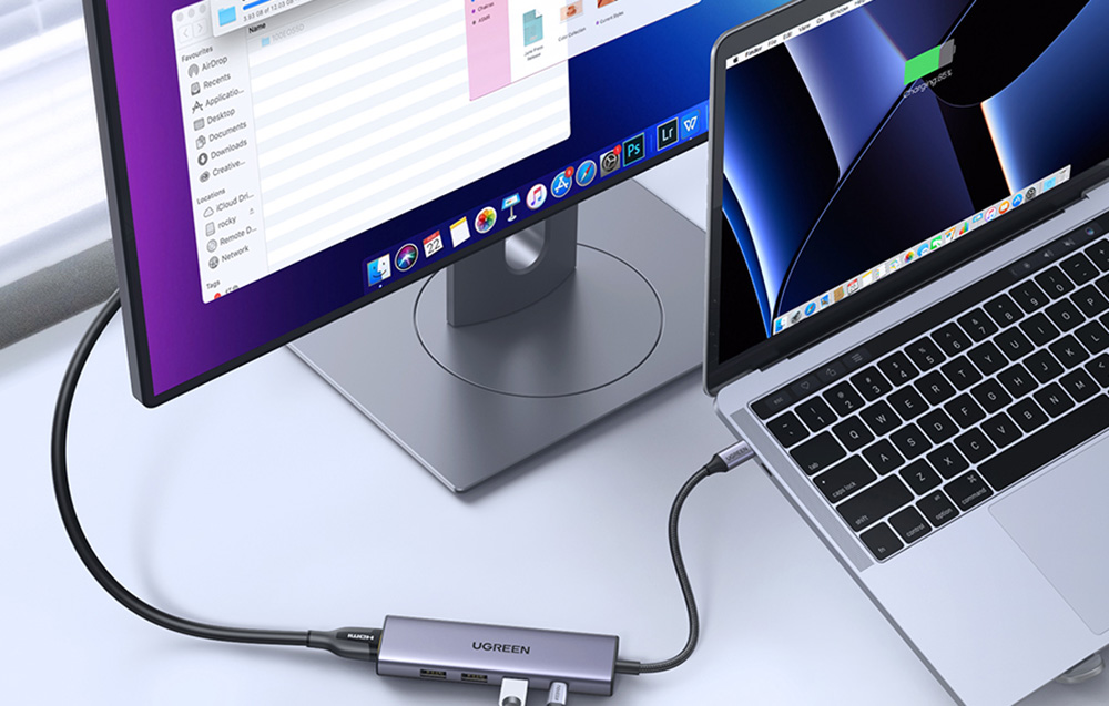 Multifunkciós HUB 5 az 1-ben USB-C - HDMI 1.4 / 3 x USB-A / USB-C PD 100W Ugreen CM511 - szürke-10