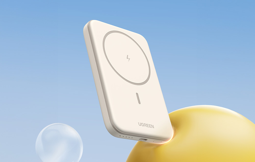 Mágneses powerbank 10000mAh Ugreen PB561, USB-C, 15W (bézs)-1