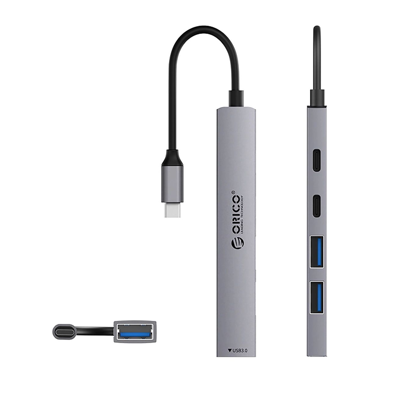 Orico YSB4-U2 USB-A/USB-C Hub Dokkoló Állomás 2x USB-A 2.0 + 1x USB-A 3.0 + 1x USB-C 2.0 + 1x USB-C - Szürke-1