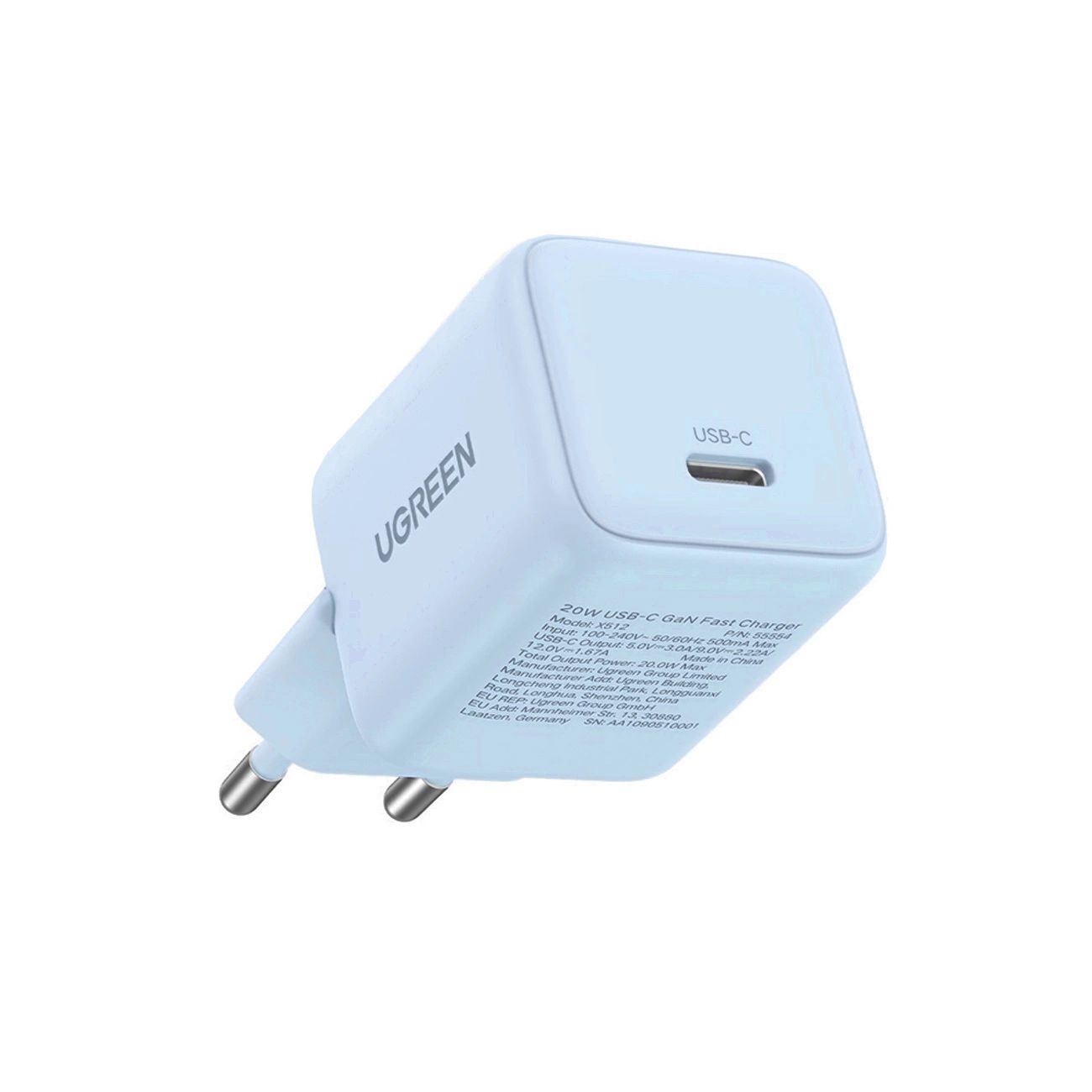 Ugreen X512 20W GaN 1x USB-C Fali Töltő - Kék-2