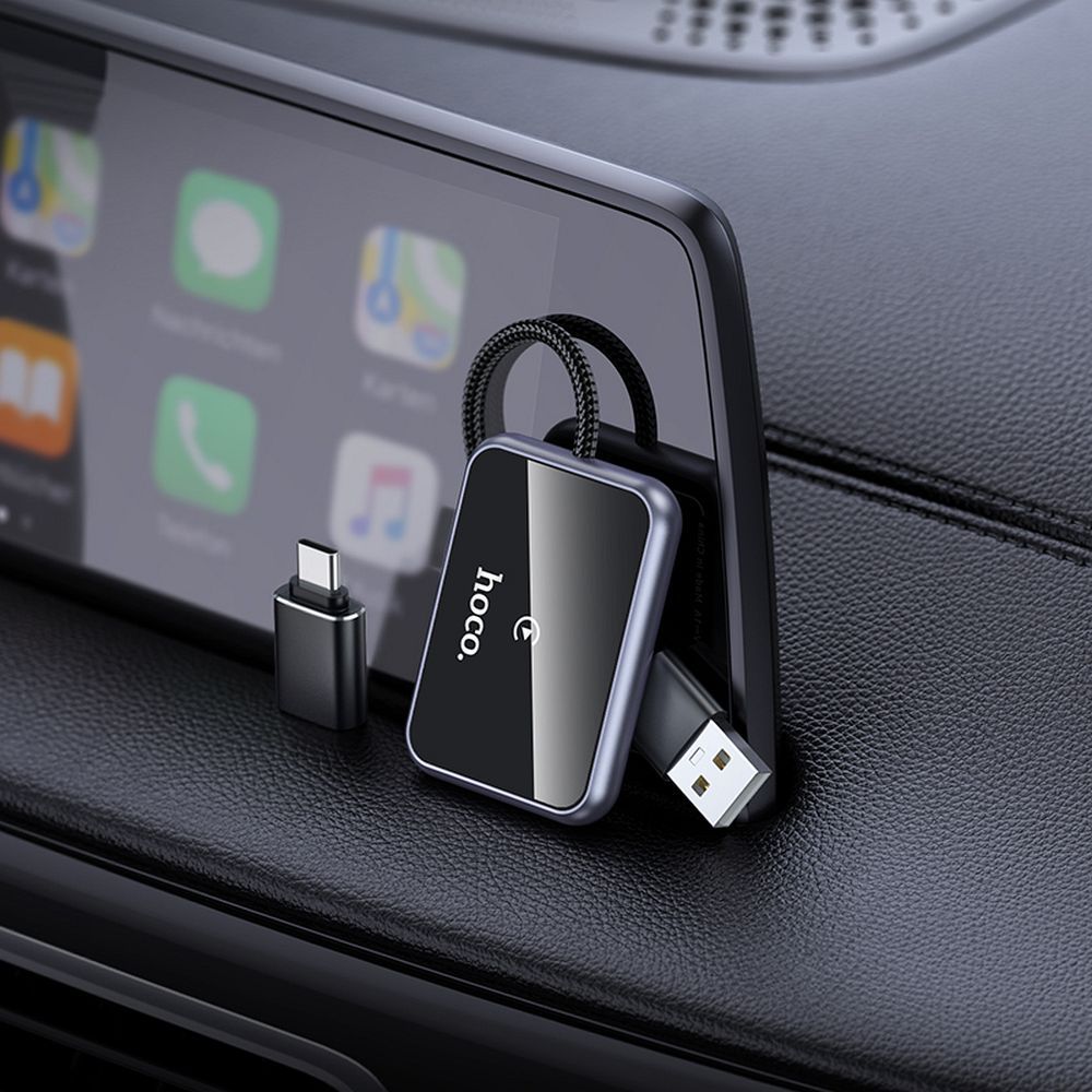 Hoco vezeték nélküli CarPlay adapter USB A / USB C HU1 fekete-6