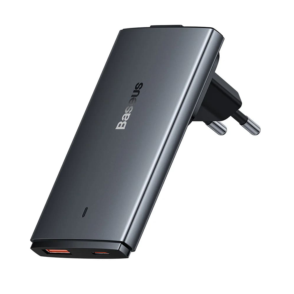 Baseus - Fali Töltő (CCGP150113) - GaN5 Pro Lapos Kialakítás, USB, Type-C, UE és UK Csatlakozóval, Type-C Kábel - Szürke-1